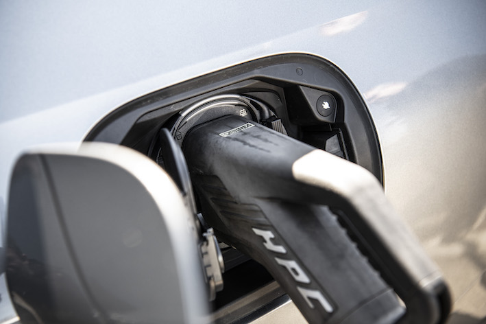 Mercedes C Class plug in hybrid vehicle charging port